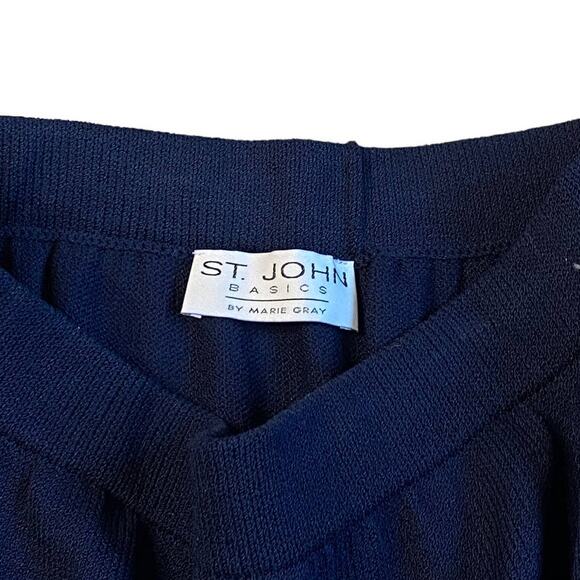 Vintage St. John Basics Marie Gray Navy Blue Wool Sweater Skirt Size 12 - Picture 3 of 4